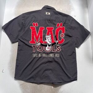 Mac Tools Mens Large Short Sleeve Work Shirt Gray Embroidered Mechanic Garage
